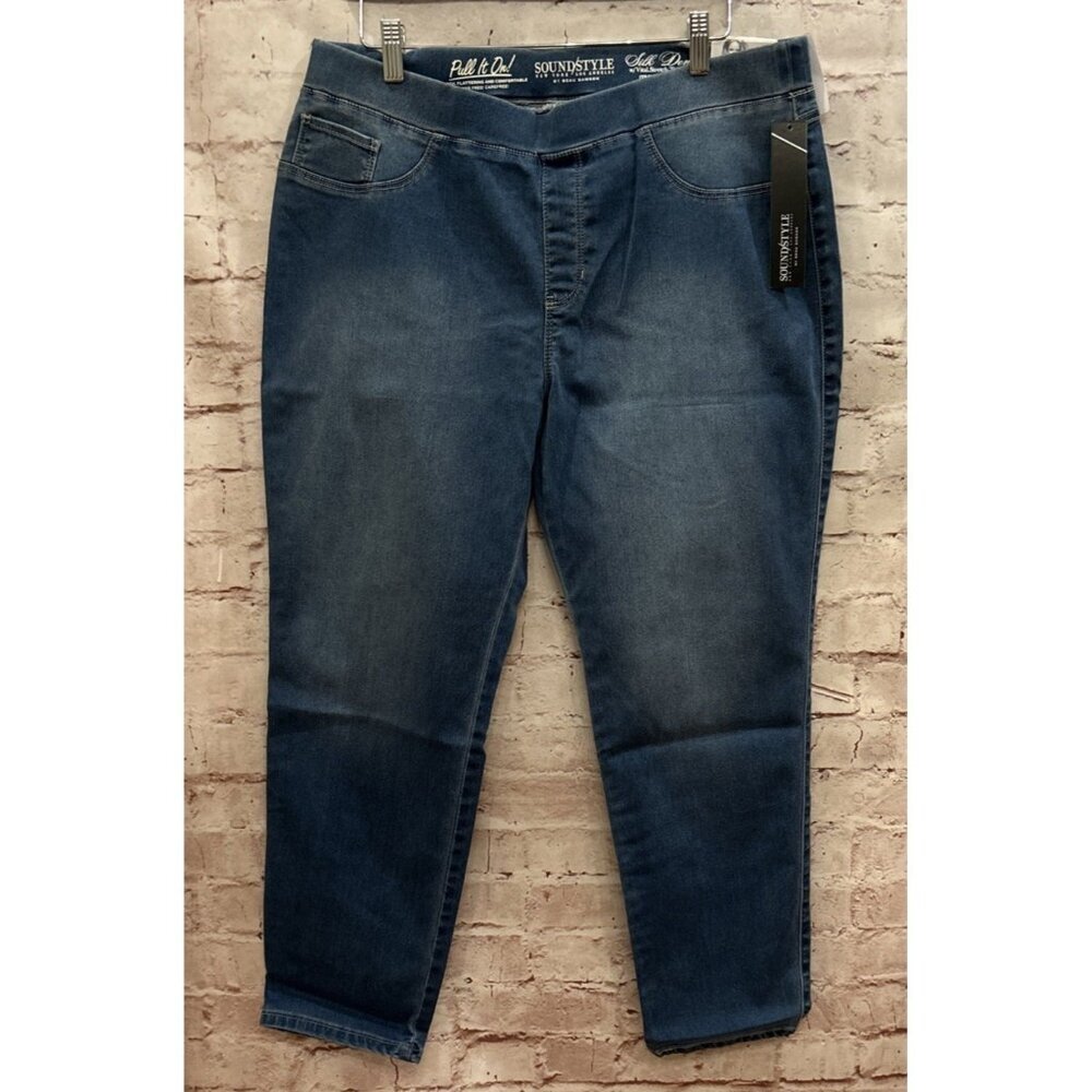 Sound/Style Womens Pull It On Jeggings Jeans Silk Denim Medium Wash Petite XL